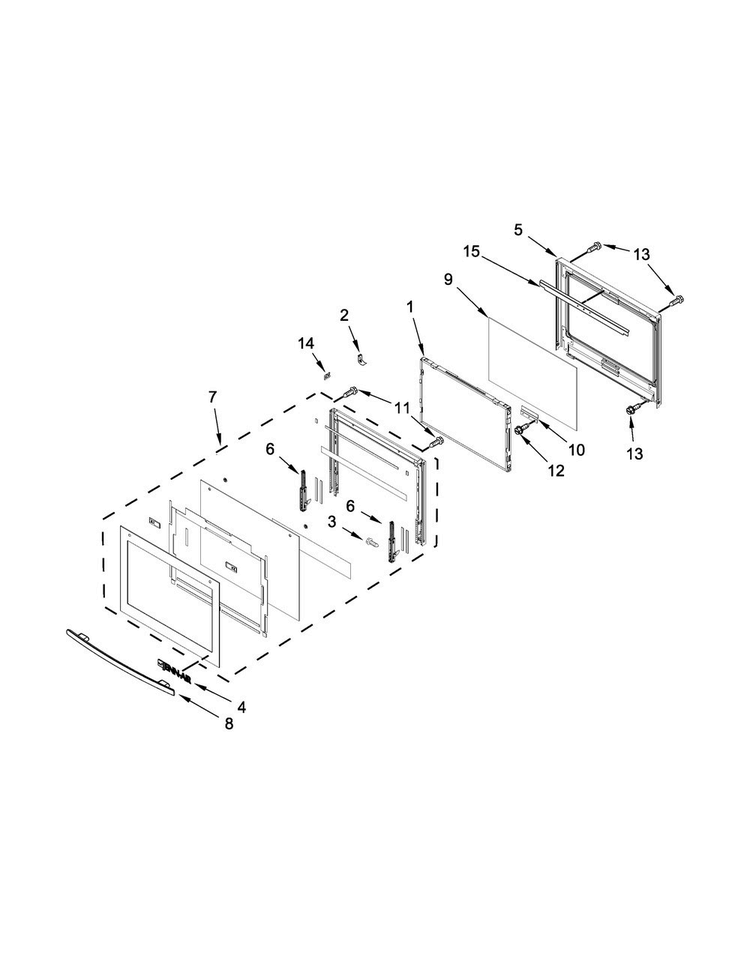 Lower Oven Door Parts Diagram and Parts List for JJW2727DS01  Jenn-Air Wall Oven