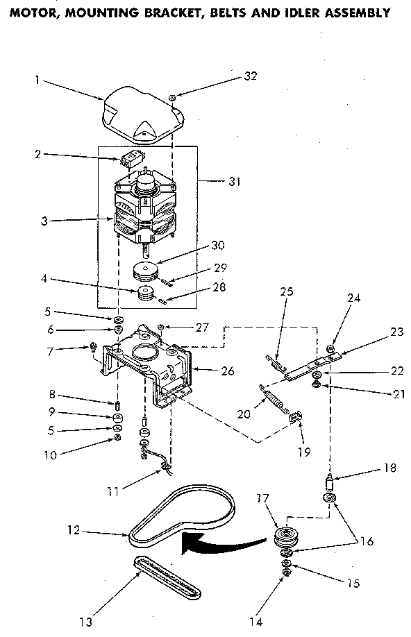 Motor And Idler Asem Diagram and Parts List for NA8831L33938  Speed Queen Washer