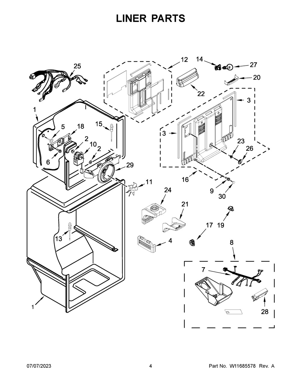 Liner Parts Diagram and Parts List for MRT118FFFZ10  Maytag Refrigerator