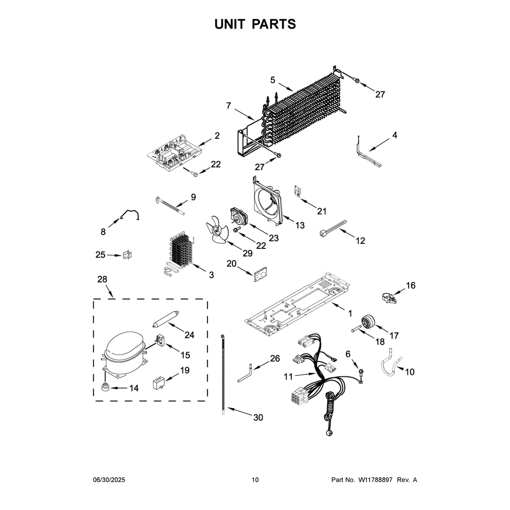 Unit Parts Diagram and Parts List for ARTX3028PB01  Amana Refrigerator