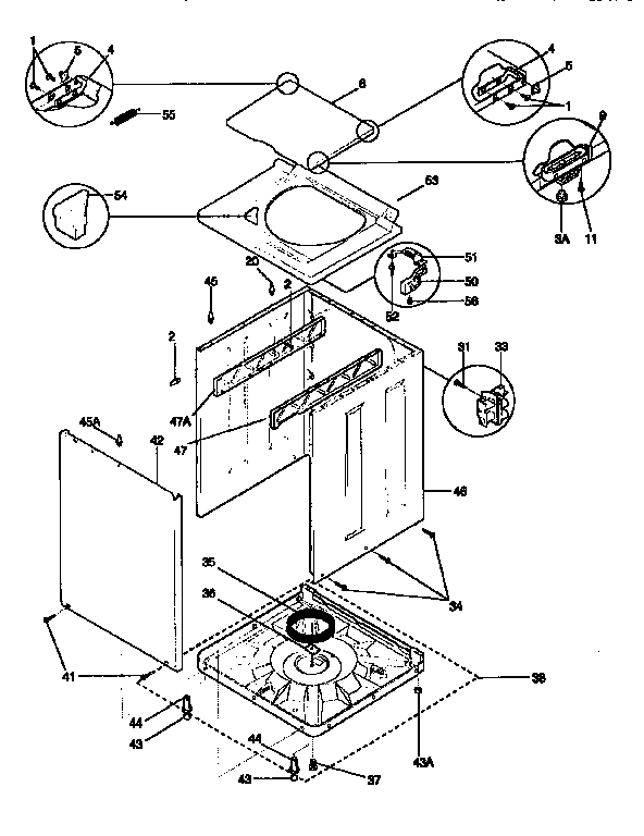 Top And Cabinet Diagram and Parts List for 41799680200  Kenmore Washer Dryer Combo