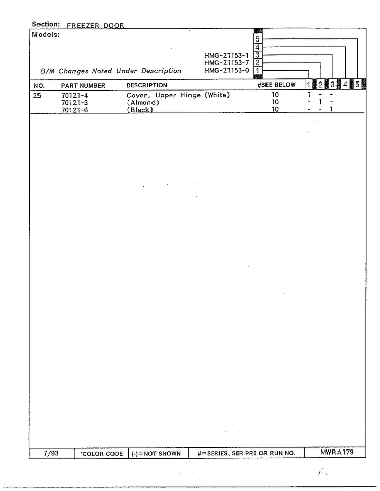 Freezer Door Page 3 Diagram and Parts List for 21153-0B  Admiral Refrigerator