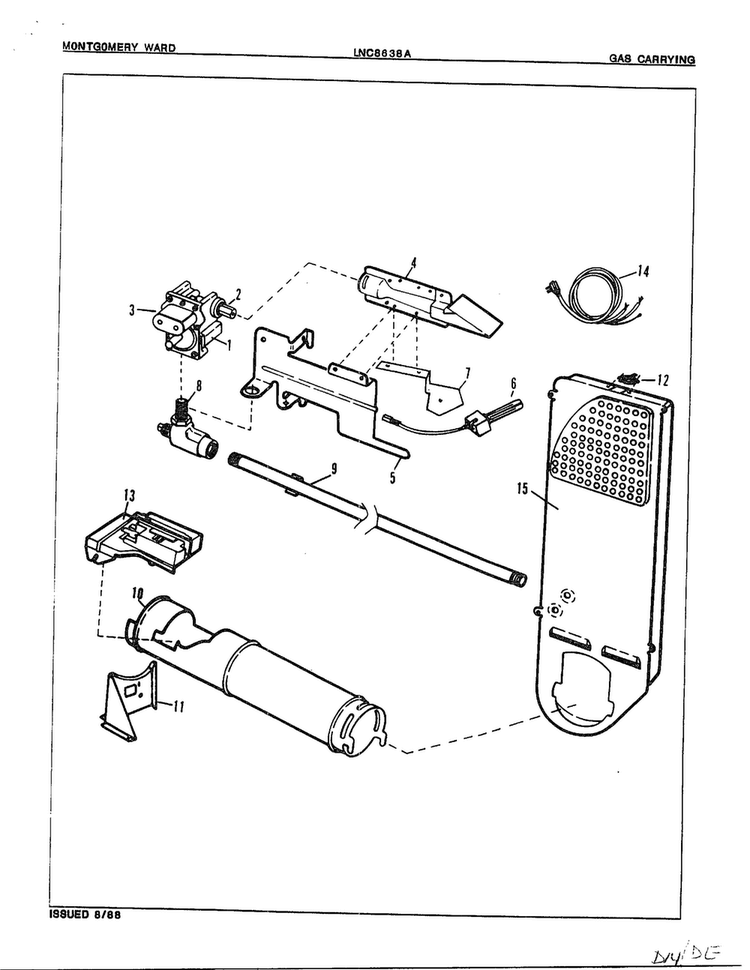 Automatic Dryer/gas Carrying Diagram and Parts List for 8638A REV A Norge Dryer