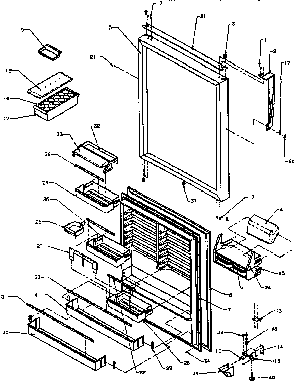 Refrigerator Door Diagram and Parts List for TX19R-P1158504W  Amana Refrigerator