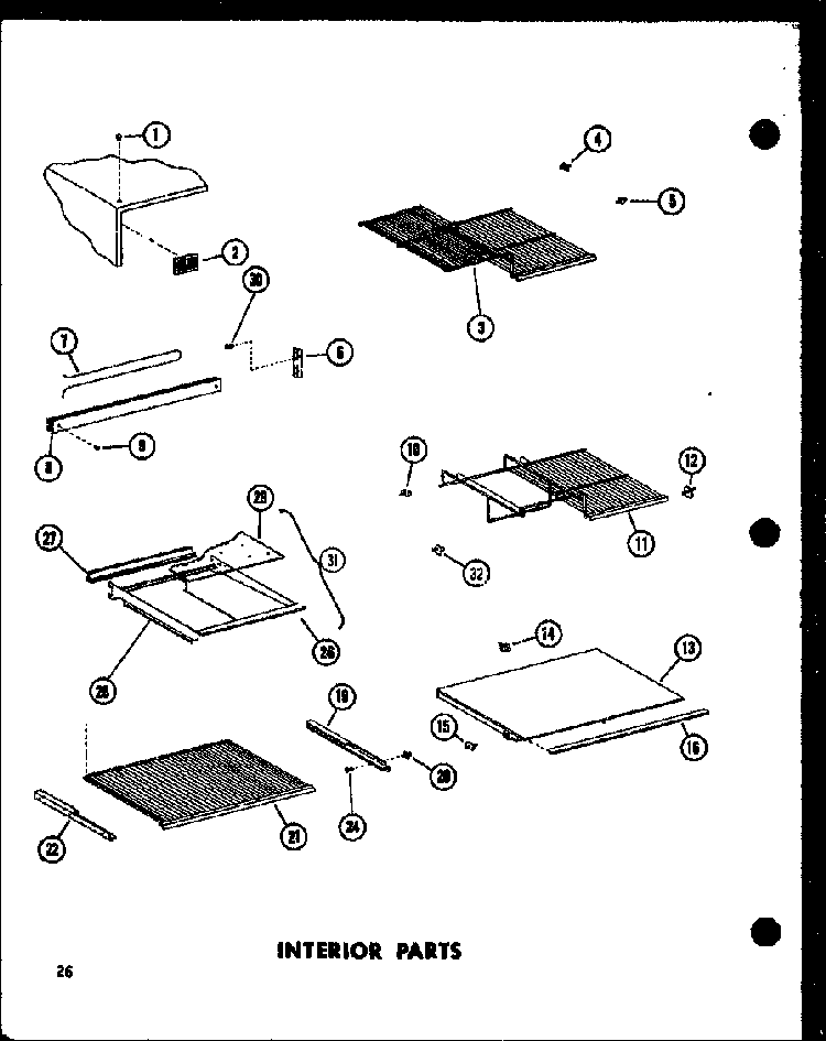 Interior Parts Diagram and Parts List for TC18E-L-P74660-14WL  Amana Refrigerator