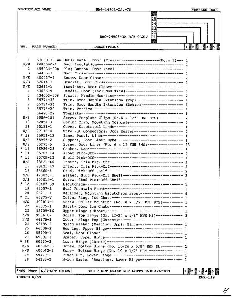 Freezer Door Page 2 Diagram and Parts List for 24902A  Admiral Refrigerator