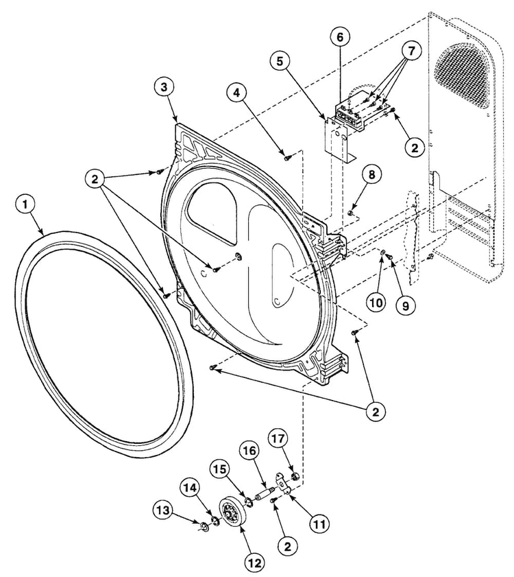 Roller Assy Diagram and Parts List for SSE907QF1500  Speed Queen Dryer