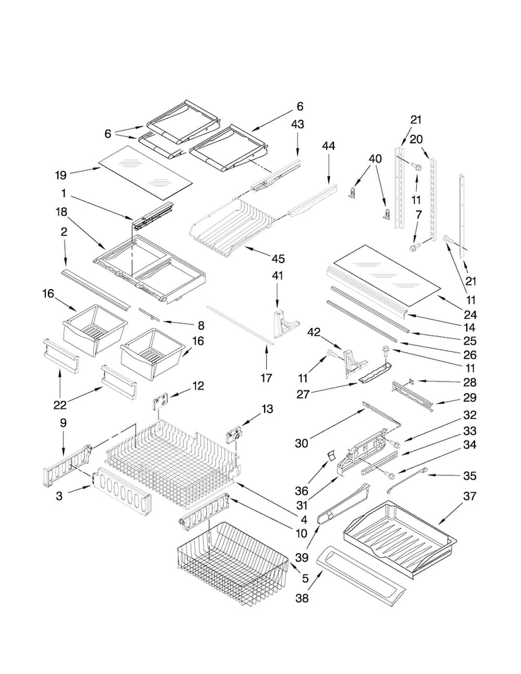 Shelf Parts Diagram and Parts List for AFB2234WEB0  Amana Refrigerator