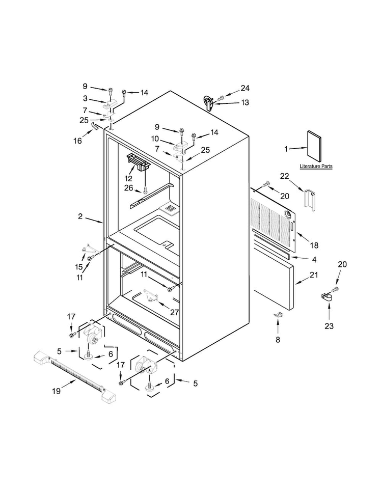 Cabinet Parts Diagram and Parts List for MFF2258DEH01  Maytag Refrigerator