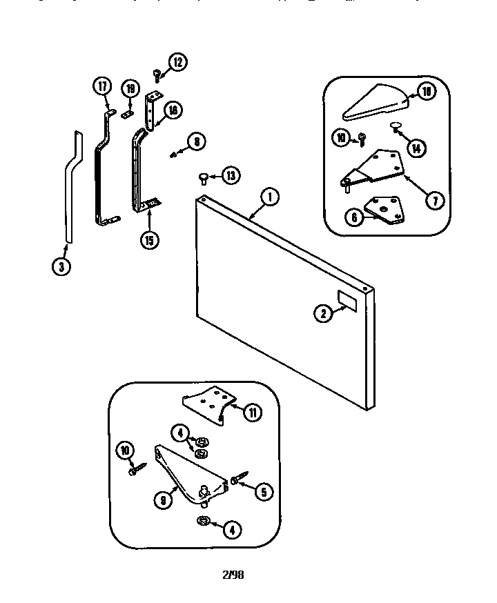Freezer Outer Door Diagram and Parts List for MTF2155BRN  Maytag Refrigerator