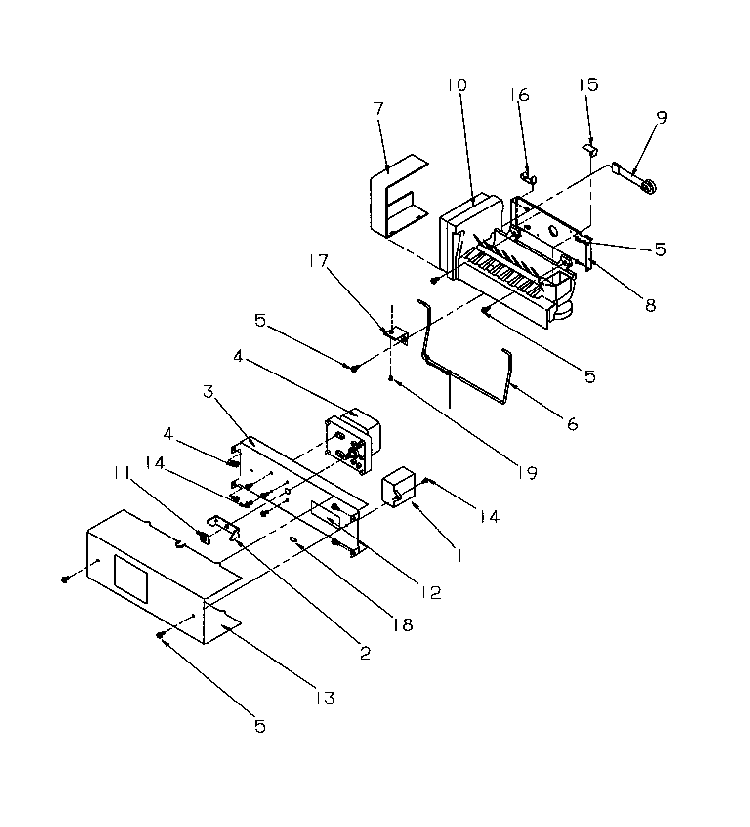 Ice Maker Diagram and Parts List for SSD21SL-P1193901WL  Amana Refrigerator