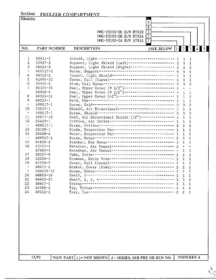Freezer Compartment Page 2 Diagram and Parts List for 19100-0C  Admiral Refrigerator