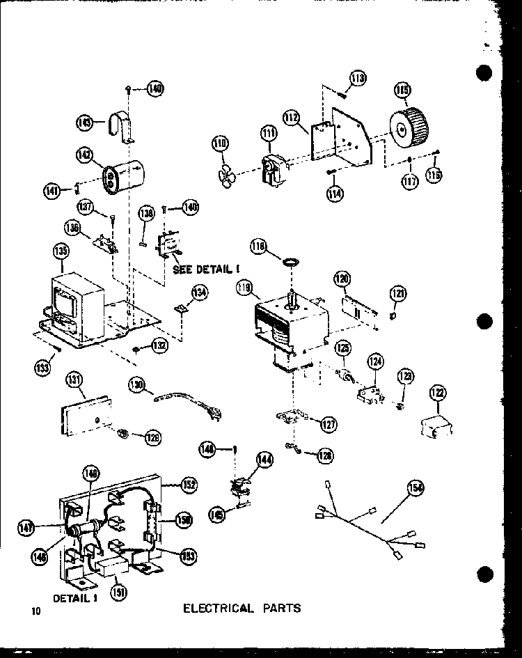 Electrical Parts Diagram and Parts List for R-3 P71306-3M Amana Microwave
