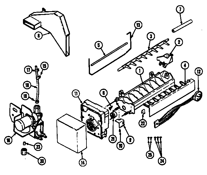 Optional Ice Maker Diagram and Parts List for NT173MW DC24C Norge Refrigerator