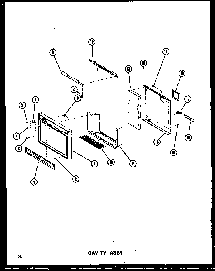 Cavity Assy Diagram and Parts List for SRI19W-C-P60340-37WC  Amana Refrigerator
