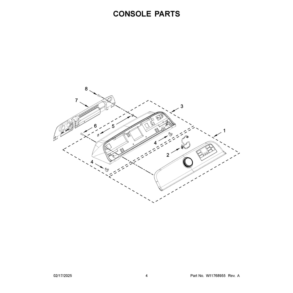 Console Parts Diagram and Parts List for MVW6230HC4  Maytag Washer