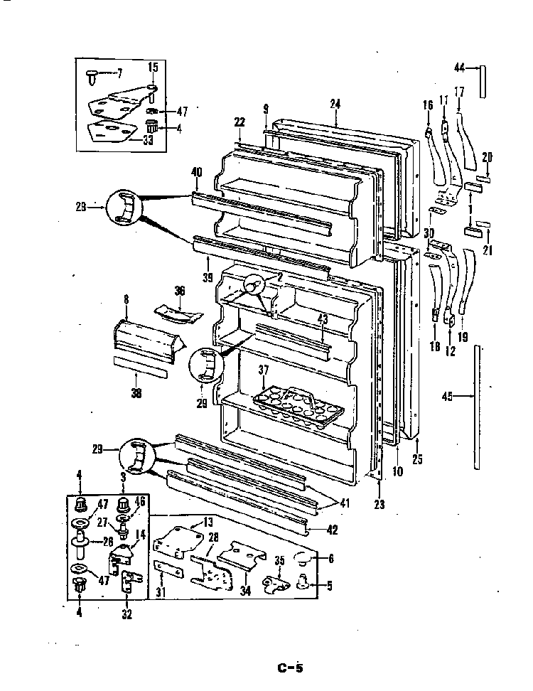 Doors Diagram and Parts List for RB17EA-2AF 5C46B Magic Chef Refrigerator