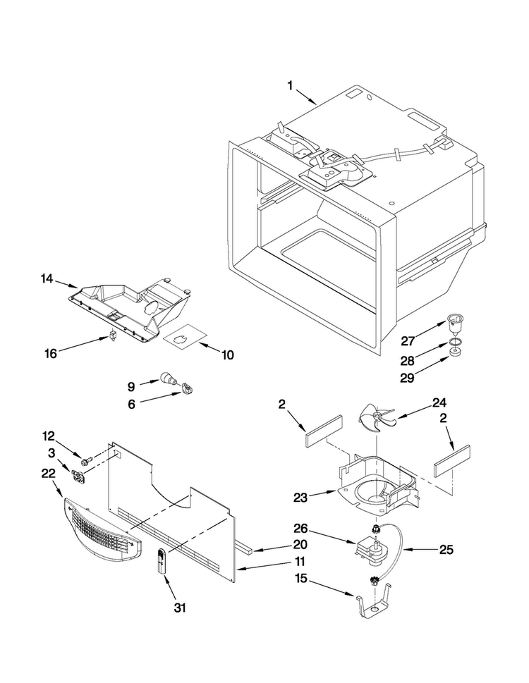 Freezer Liner Parts Diagram and Parts List for MBB1953XEW2  Maytag Refrigerator