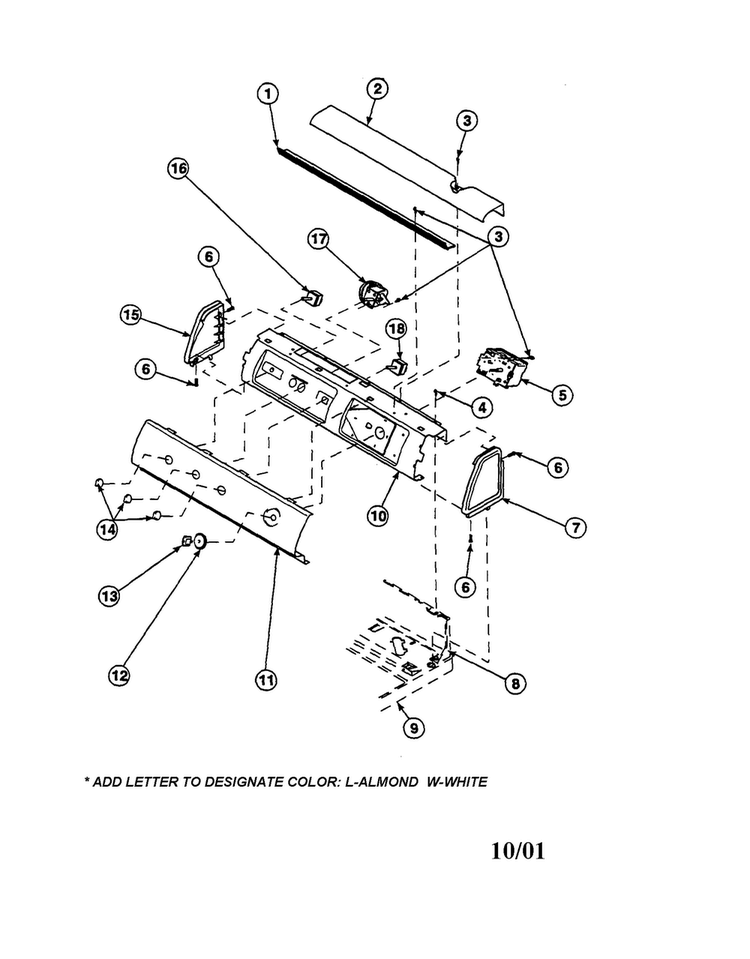 Graphic Panel, Control/controls Diagram and Parts List for LW6153LB-PLW6153LBA  Amana Washer