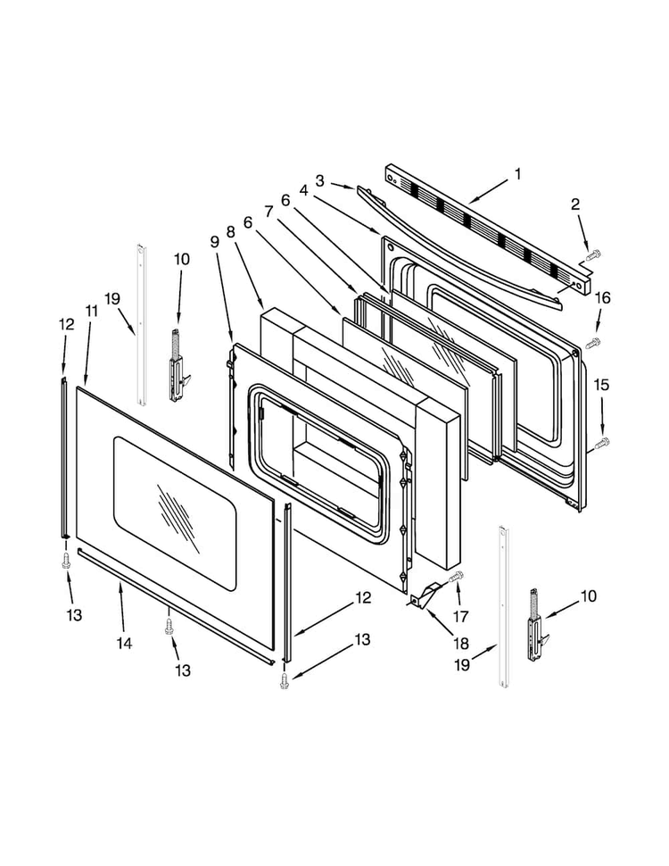 Door Parts Diagram and Parts List for AER5830VAD1  Amana Range