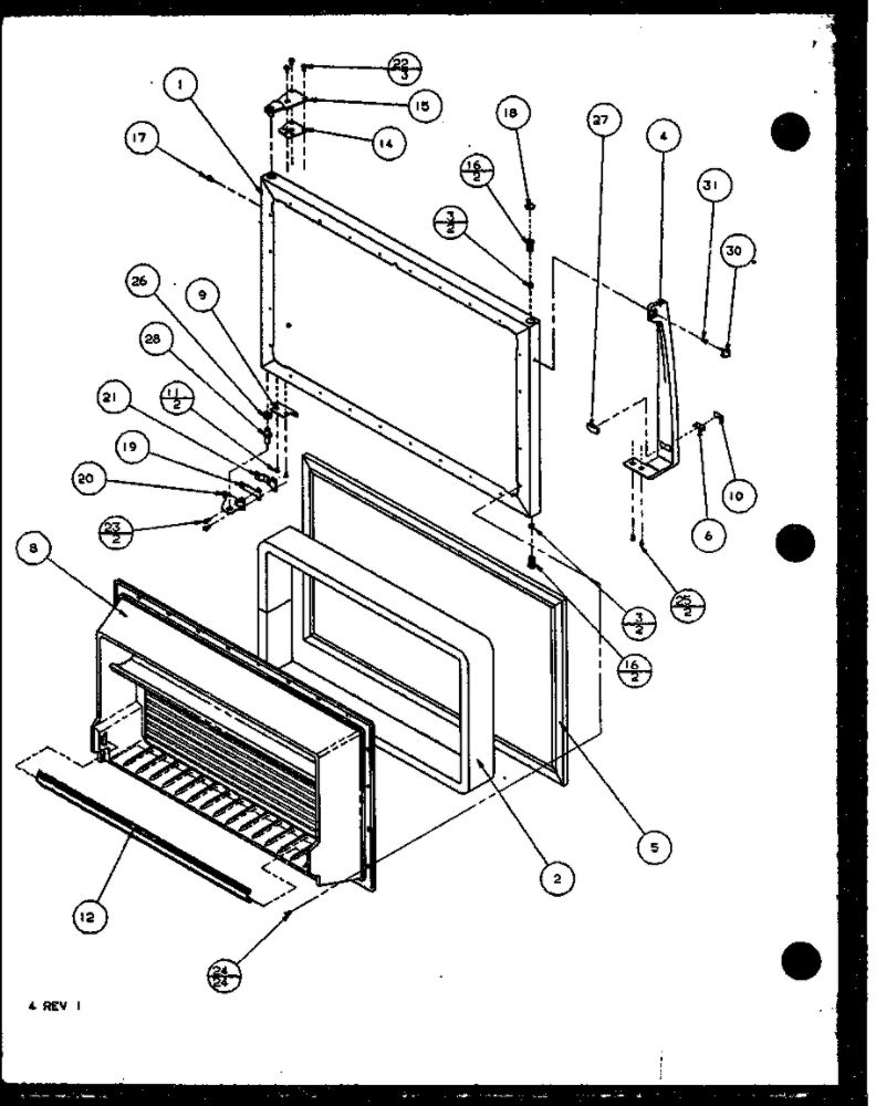 Freezer Door Diagram and Parts List for IC3N-P1110701W-TM  Amana Refrigerator