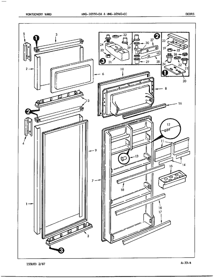 Doors Diagram and Parts List for 10560B  Admiral Refrigerator
