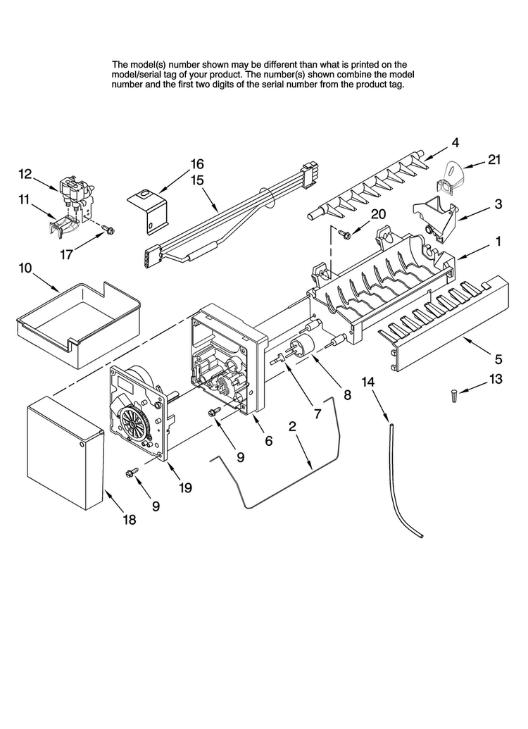Icemaker Parts, Optional Parts Diagram and Parts List for ABB2227VEB10  Amana Refrigerator