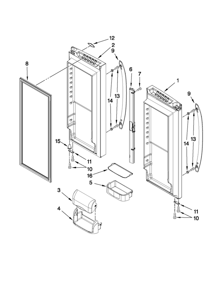 Refrigerator Door Parts Diagram and Parts List for AFD2535FES9  Amana Refrigerator