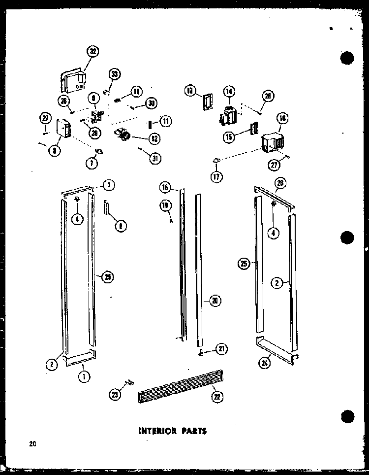 Interior Parts Diagram and Parts List for SRI-22E-A-P74870-21WA  Amana Refrigerator