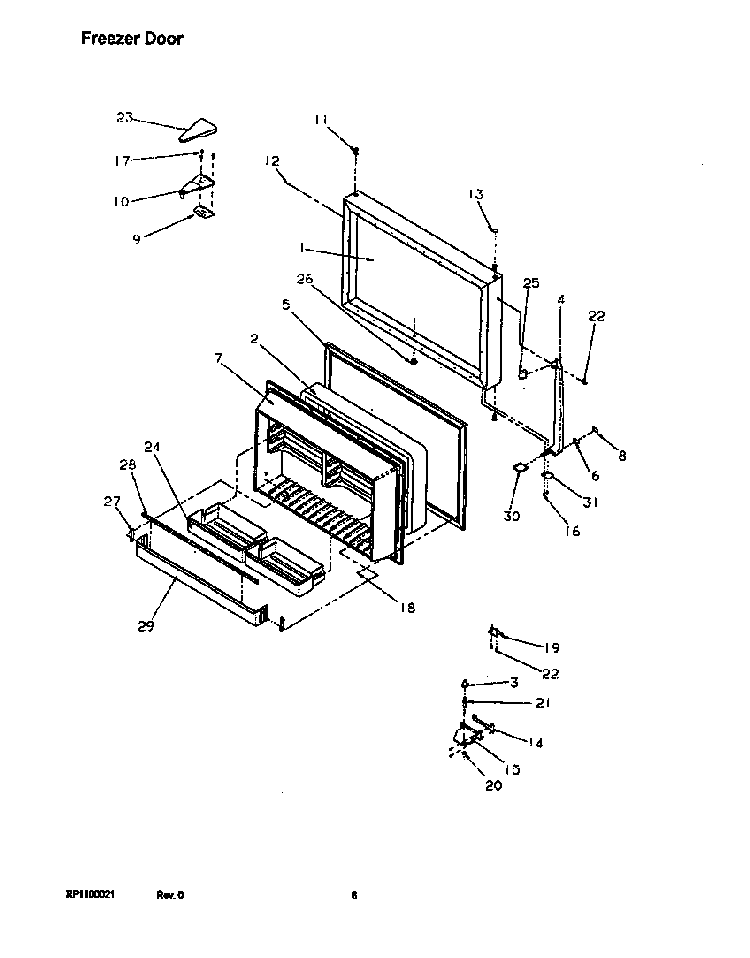 Freezer Door Diagram and Parts List for TR22S4E-P1196203WE  Amana Refrigerator