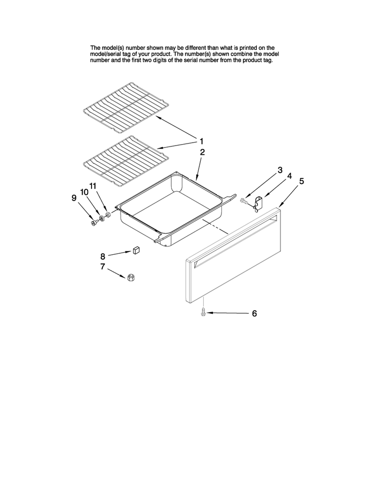 Drawer And Rack Parts Diagram and Parts List for MER5752BAB15  Maytag Range