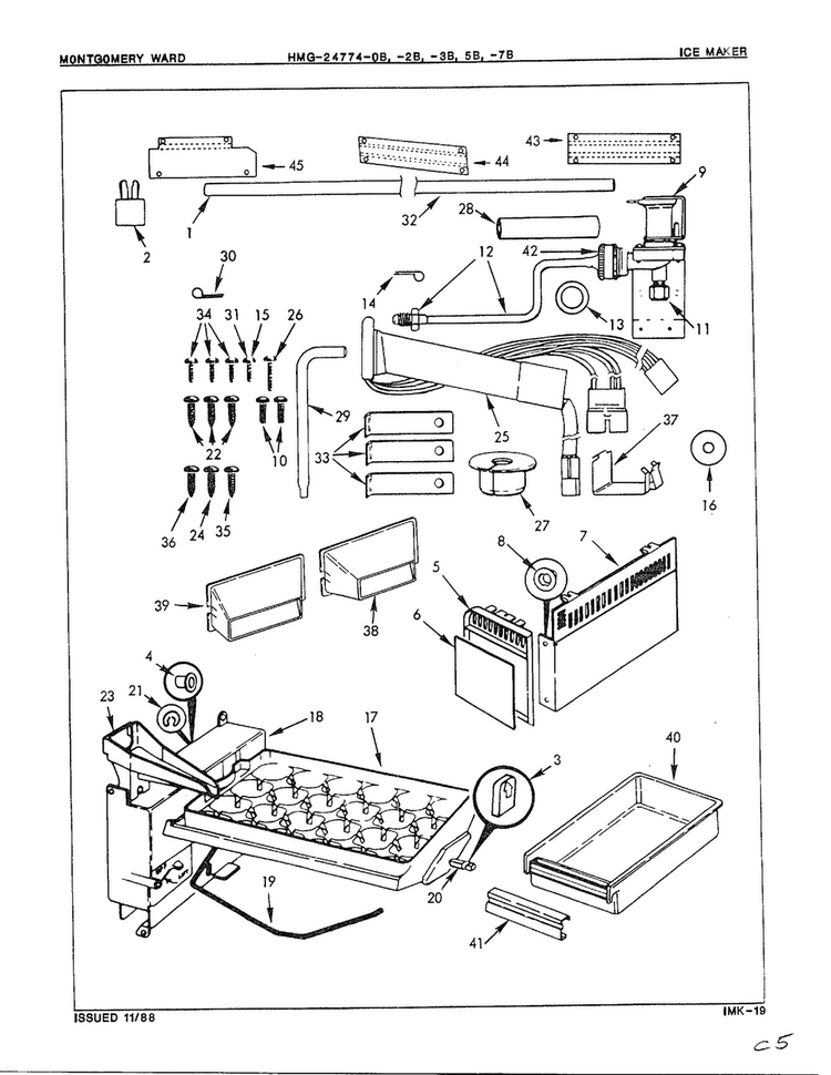Ice Maker Diagram and Parts List for 2477AB  Admiral Refrigerator