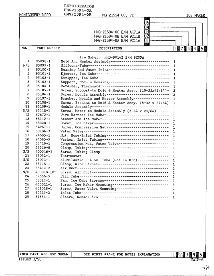 Ice Maker Page 2 Diagram and Parts List for 21304-0A  Admiral Refrigerator