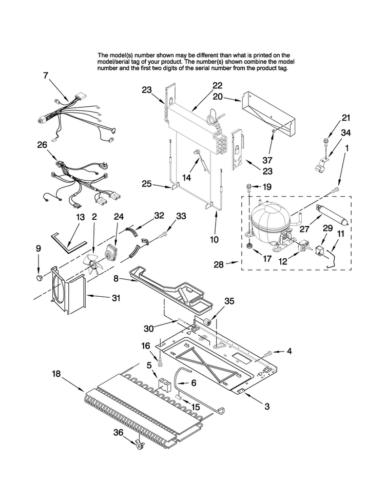 Unit Parts Diagram and Parts List for MB2216PUAW11  Maytag Refrigerator
