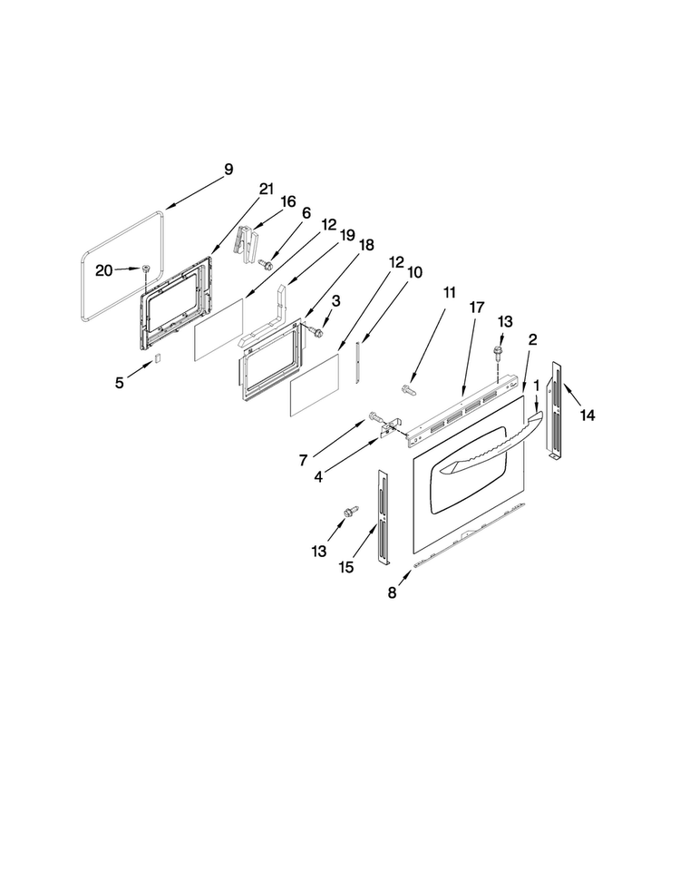 Lower Door Parts Diagram and Parts List for MER6775BAB17  Maytag Range