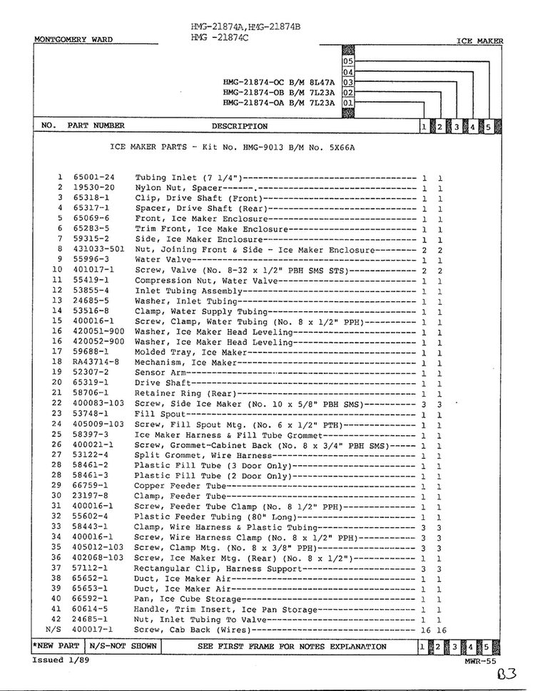 Ice Maker Page 2 Diagram and Parts List for 21874A  Admiral Refrigerator
