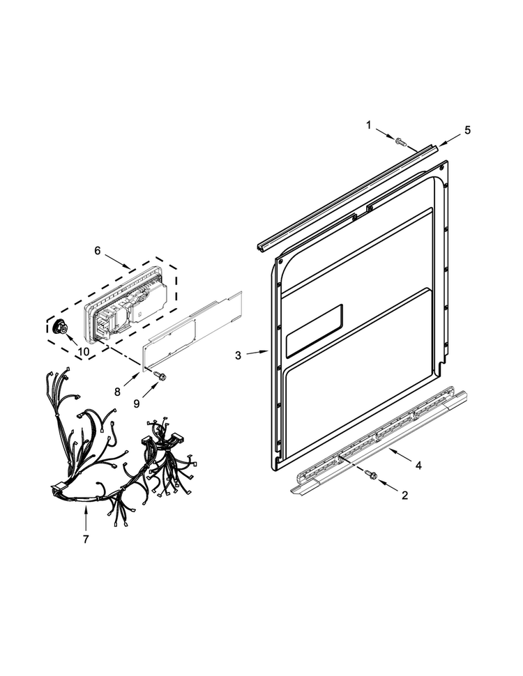 Inner Door Parts Diagram and Parts List for JDB9200CWP1  Jenn-Air Dishwasher