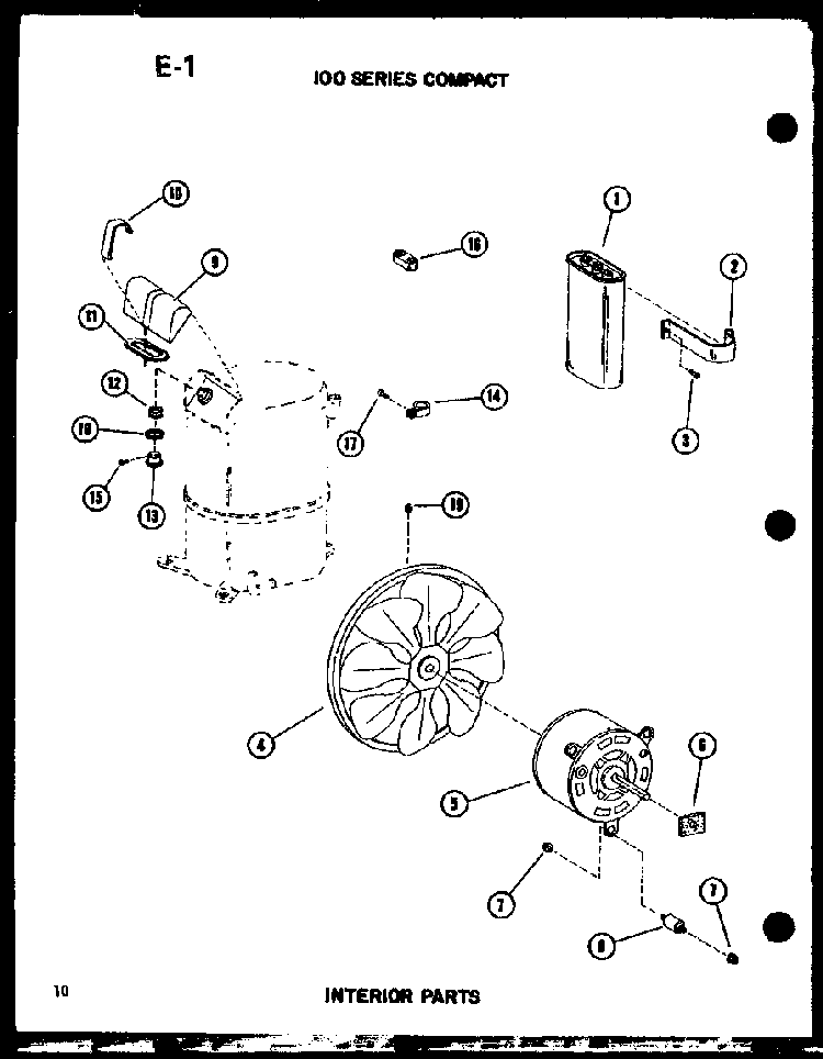 100 Series Compact Interior Parts Diagram and Parts List for ES108-2HL P67231-22R Amana Air Conditioner