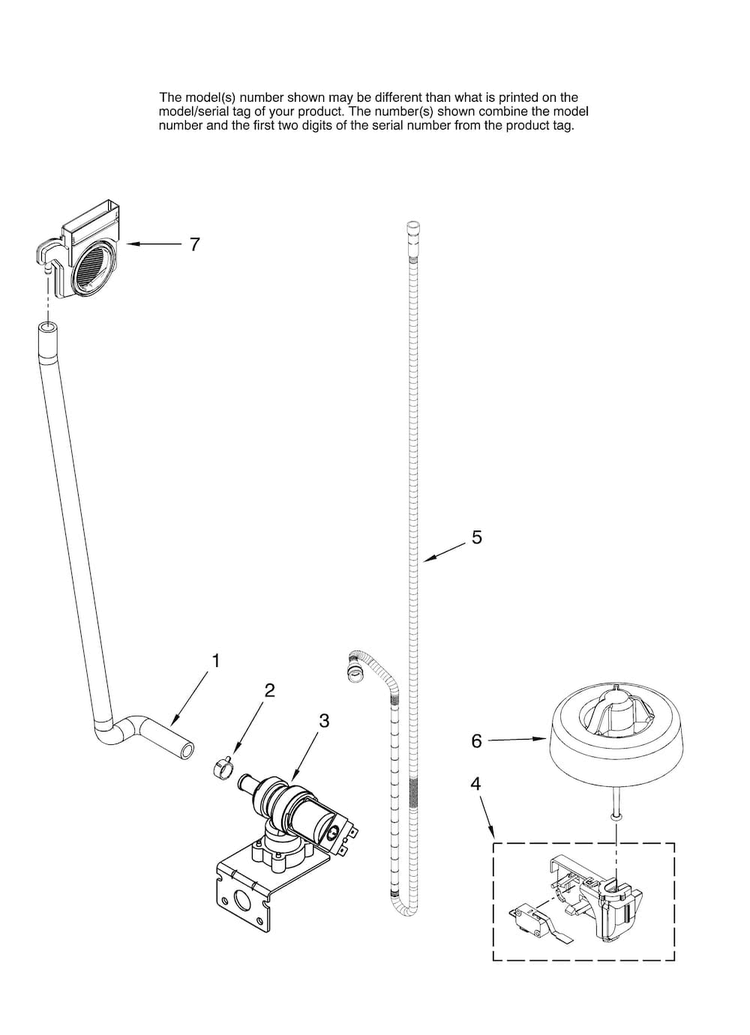 Fill And Overfill Parts Diagram and Parts List for JDB1105AWB0  Jenn-Air Dishwasher