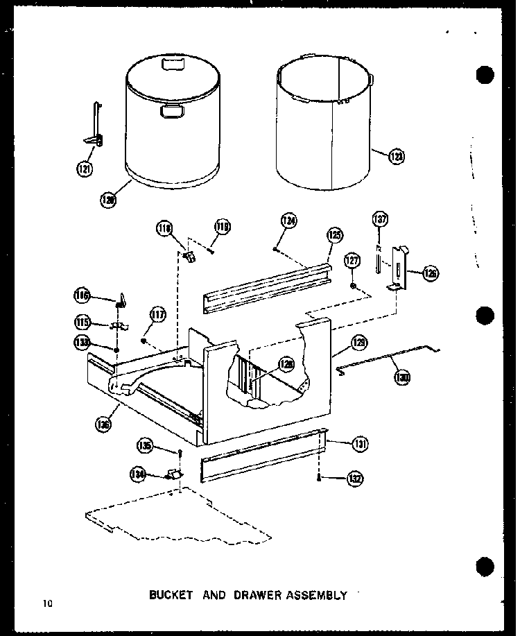 Bucket And Drawer Assembly Diagram and Parts List for SMCD-2 P18011-10T Amana Trash Compactor