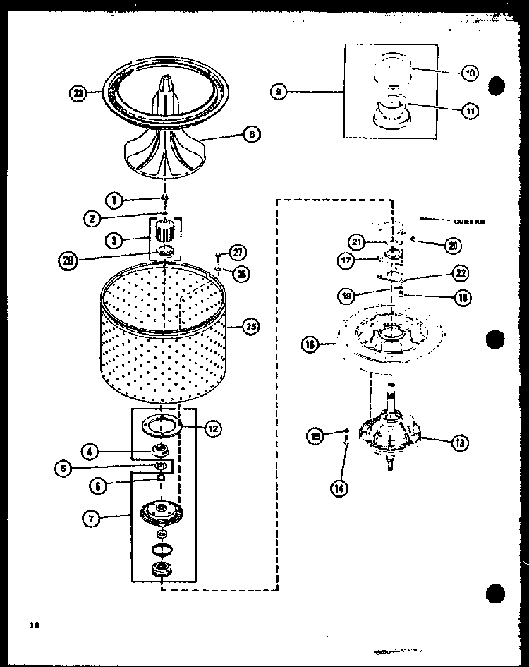 Section 1 Diagram and Parts List for LW2600 P7804701W Amana Washer