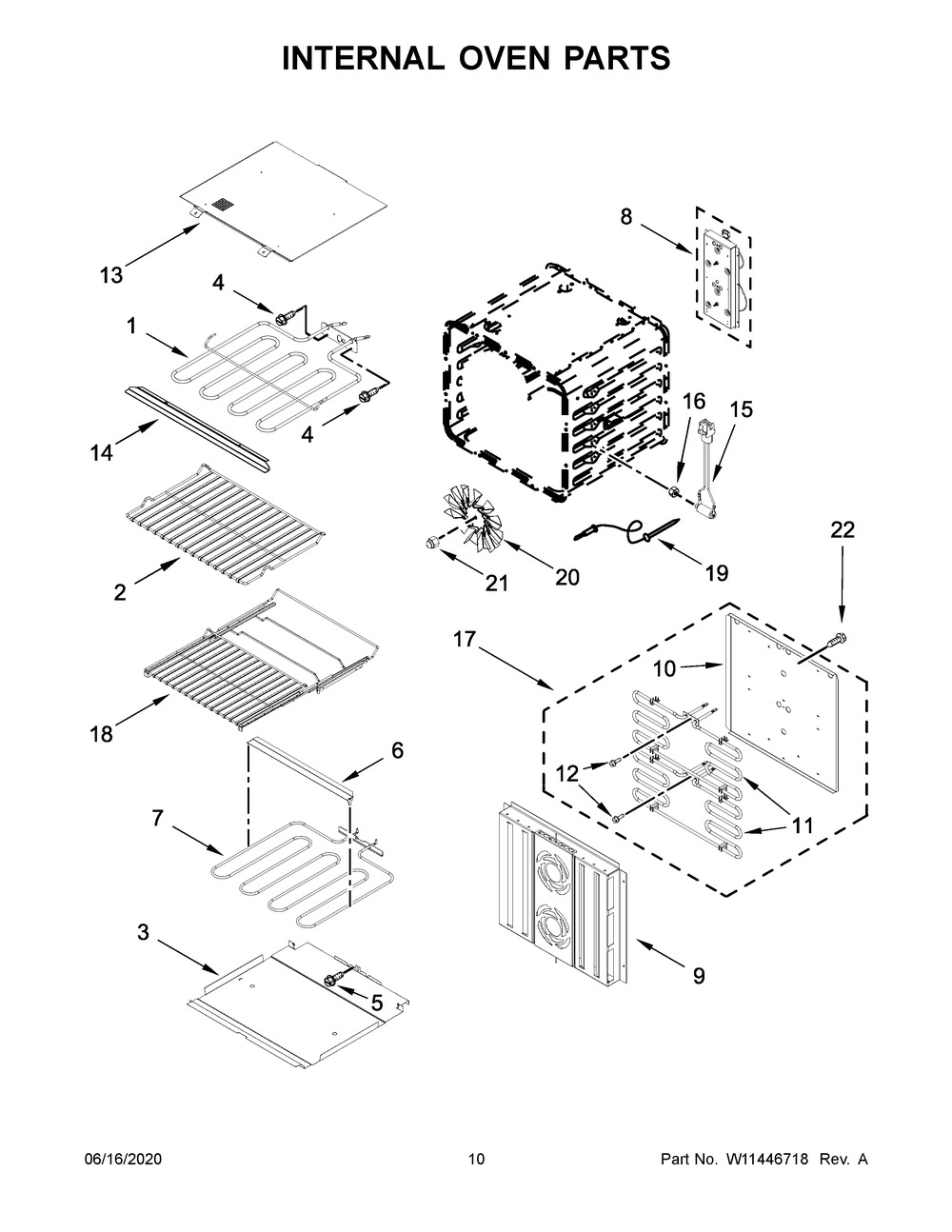 Internal Oven Parts Diagram and Parts List for JJW3830IL01  Maytag Range