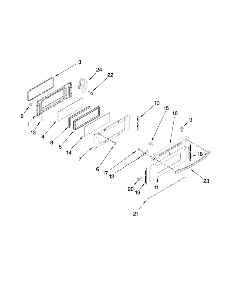 Upper Door Parts Diagram and Parts List for MER6741BAB17  Maytag Range