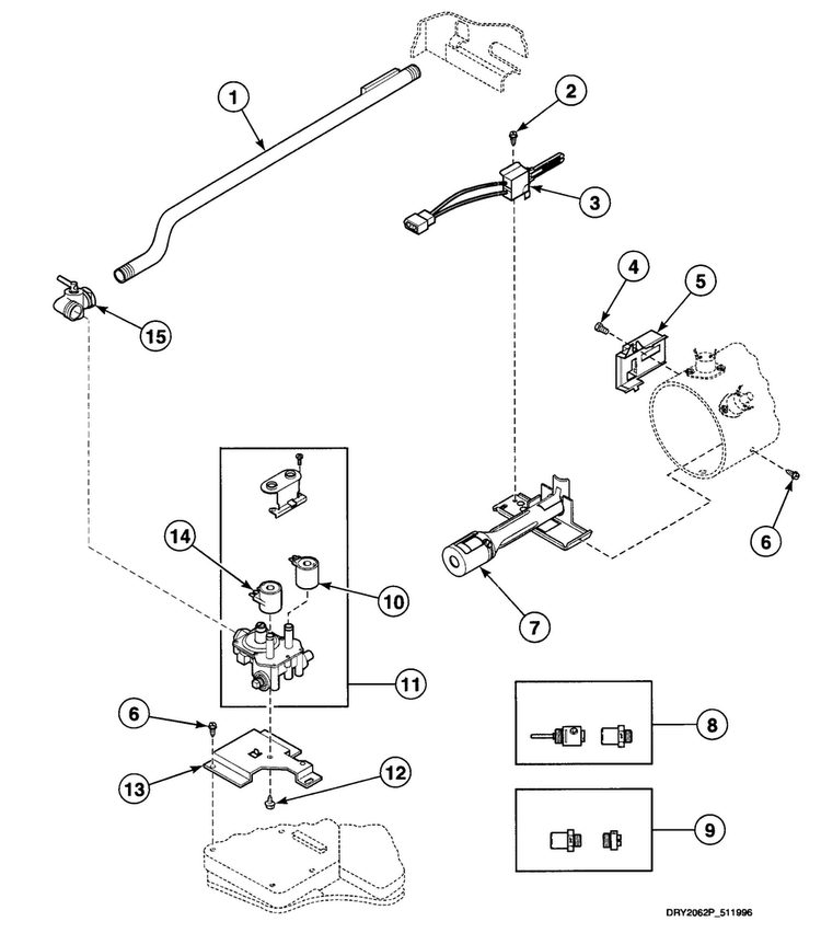 Gas Valve Assy Diagram and Parts List for SSGT09QF  Speed Queen Dryer