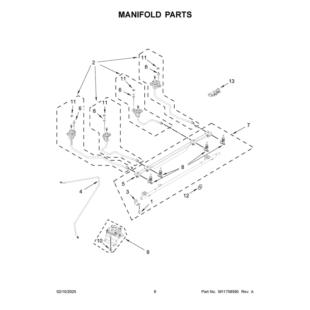 Manifold Parts Diagram and Parts List for JDS1750ML2  Jenn-Air Range
