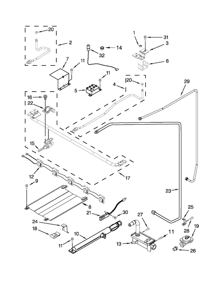 Manifold Parts Diagram and Parts List for AGR4433XDB2  Amana Range