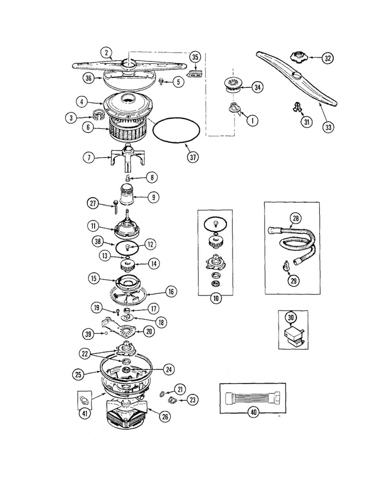Pump And Motor Diagram and Parts List for JDB3010AWB  Jenn-Air Dishwasher