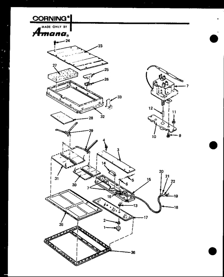 Section 2 Diagram and Parts List for AKC-4-P85002-4S  Amana Cooktop