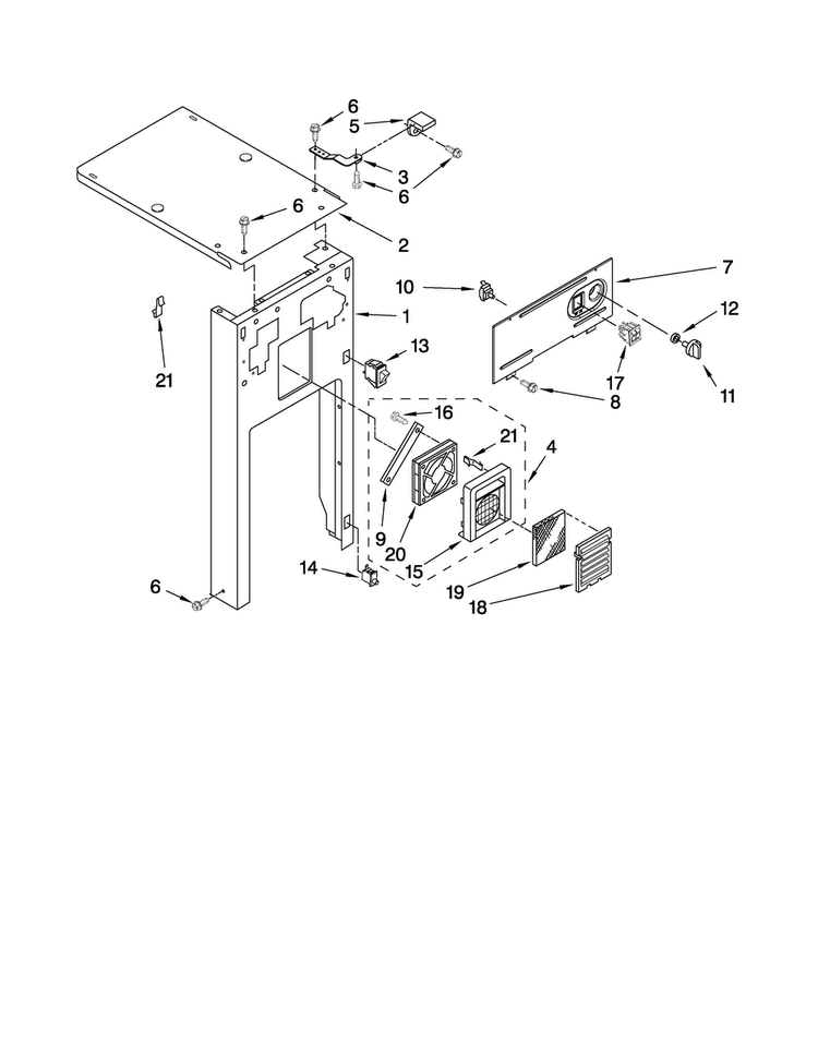Panel And Control Parts Diagram and Parts List for TC707S1  Jenn-Air Trash Compactor