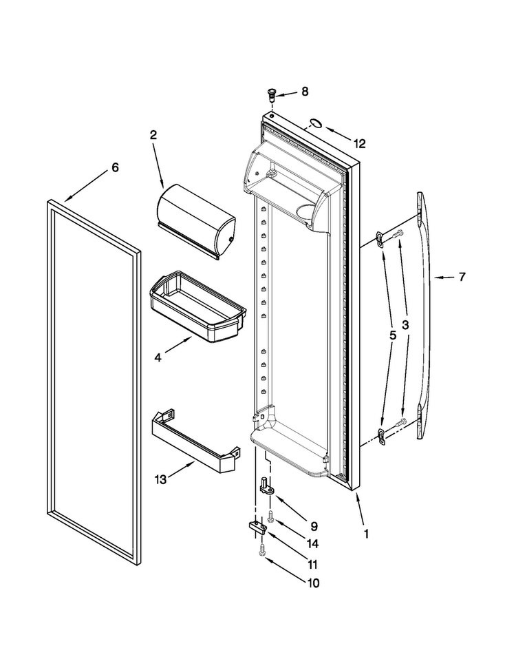 Refrigerator Door Parts Diagram and Parts List for MSD2573VEW00  Maytag Refrigerator